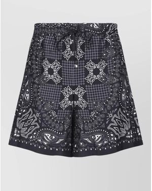 Amiri Straight Shorts Elastic Waistband Side Pockets Print - Gray