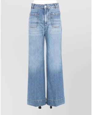 Victoria Beckham Alina Denim Trousers Wide Leg Cut - Blue