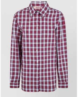 N°21 Cotton Shirt Galles Pattern Long Sleeves - Red