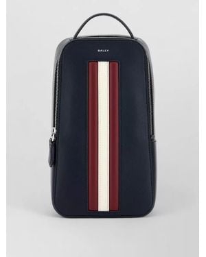 Bally Leather Crossbody Bag Top Handle Stripe - Blue