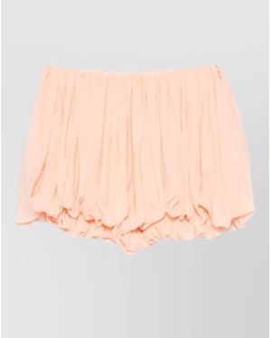 Chloé Silk Pleated Bubble-Hem Mini Shorts - Natural