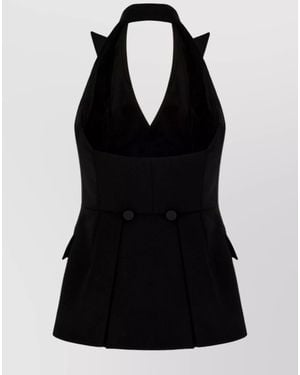 Max Mara Stretch Viscose Backless Vest - Black