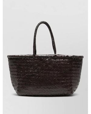 Dragon Diffusion Woven Beach Bag Tote Two Top Handles - Black