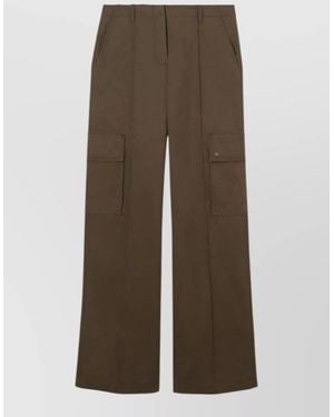 Burberry Wide Leg Nylon Silk Cargo Pants - Brown
