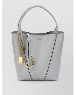 Chloé Spin Small Bucket Bag Top Handles Strap - Grey