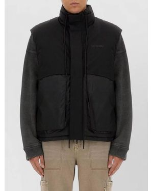 Represent Quilted Vest Front Pockets High Collar - Black
