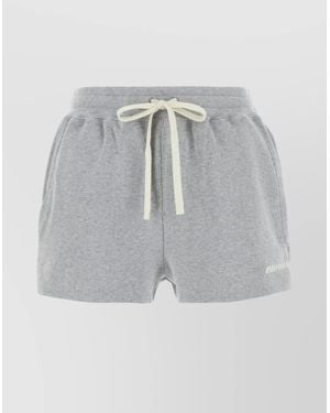 Miu Miu Cotton Shorts With Drawstring And Elastic Waistband - Gray