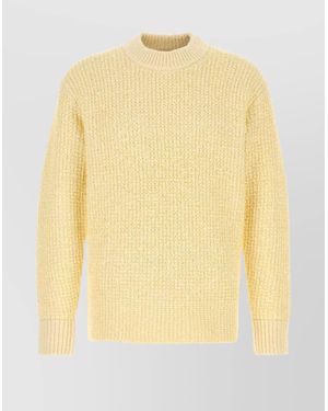 Stone Island Bouclé Knit Sweater Ribbed Cuffs - Yellow