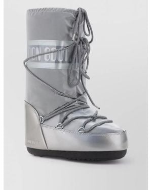 Moon Boot Waterproof Padded Knee High Boots Platform Sole - Gray