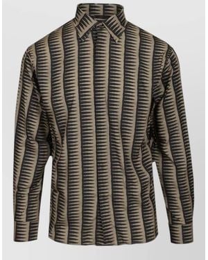 Emporio Armani Long Sleeve Patterned Shirt Button Collar - Multicolour