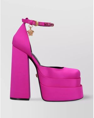Versace Satin Platform Court Shoes - Pink