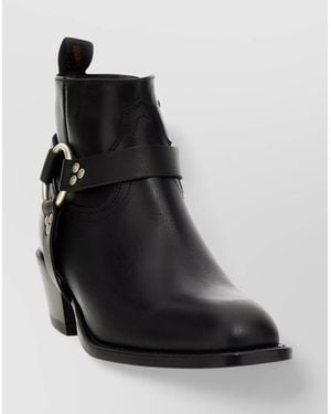Sonora Boots Leather Dulce Belt Ankle Boots - Black