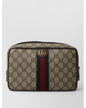 Gucci Savoy Small Gg Web Stripe Clutch - Grey