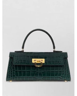 Carbotti Masami Crocodile Effect Clutch Handbag - Green