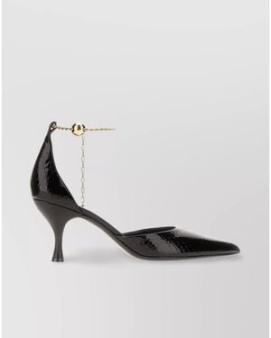 Ferragamo Leather Crocodile Embossed Patent Court Shoes - Multicolour