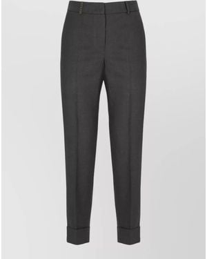 Peserico Tailored Straight Pants Glitter Side Seams - Gray