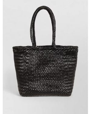 Dragon Diffusion Grace Small Woven Leather Basket Bag - Black