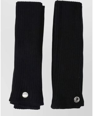 Rick Owens Ribbed Texture Long Knit Winter Scarf - Black