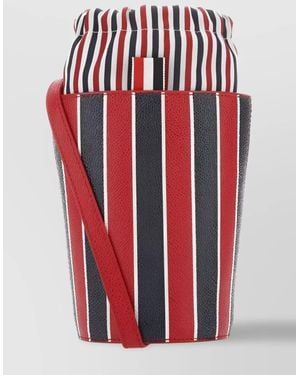 Thom Browne Printed Leather Mini Bucket Bag - Red