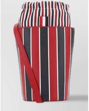Thom Browne Printed Leather Mini Bucket Bag - Red