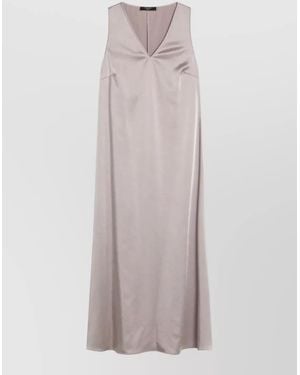 Weekend by Maxmara Floor Length Dress Seam Detailing V Neckline - Multicolor
