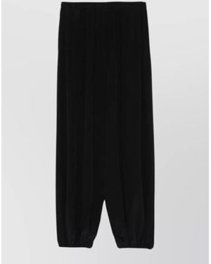 Alysi Silk Wide Leg Pants Elastic Waist - Black