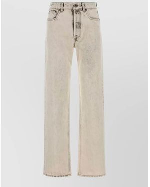 Miu Miu Denim Jeans Belt Loops Front Back Pockets - White