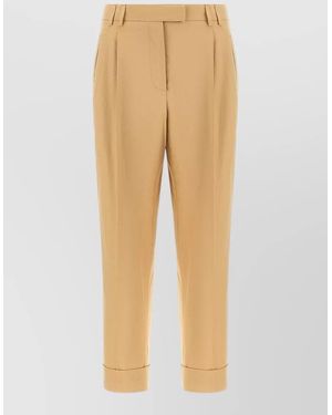 Alberto Biani Albertino Trousers Pleats Belt Loops Cuffs - Natural
