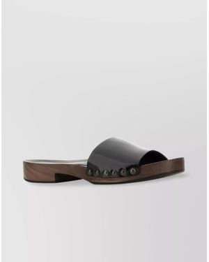 Miu Miu Studded Detail Wooden Sole Clogs - Brown