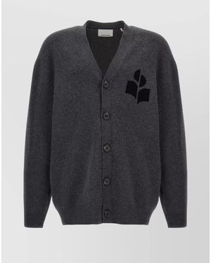 Isabel Marant V-Neck Cardigan Soft Texture Front Pockets - Grey