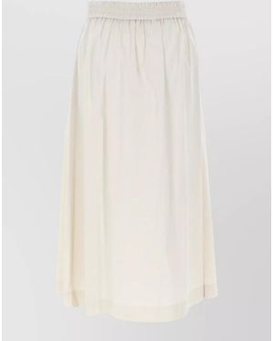 PT Torino Cotton Pleated Midi Skirt - White
