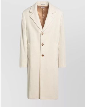Brunello Cucinelli Corduroy Coat With Button Cuffs And Side Pockets - Natural