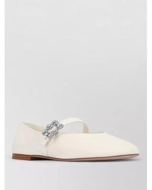 Roger Vivier Ballerina Shoes Round Toe Embellished Buckle - White