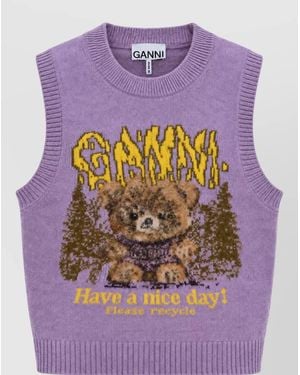 Ganni Wool Tank Top - Purple