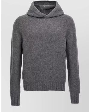 Ma'ry'ya Cashmere Wool Silk Hooded Jumper - Grey