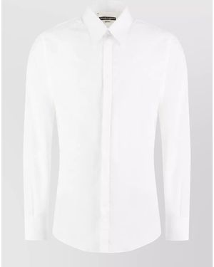 Dolce & Gabbana Ribbed Trim Cotton Shirt - White