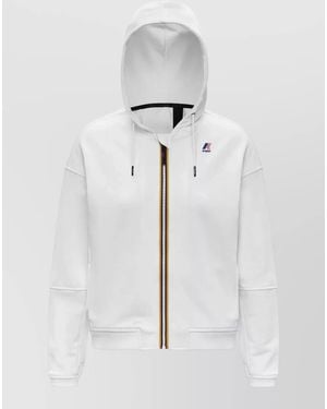 K-Way Lara Hooded Jacket Long Sleeves Cuffs Hem - White