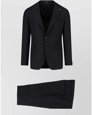 Tagliatore Suit Notch Lapel Back Vent Buttoned Cuffs - Blue