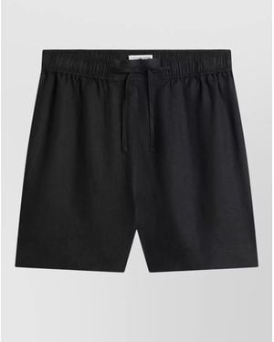 Tommy Hilfiger Linen Pull On Shorts Side Pockets - Black