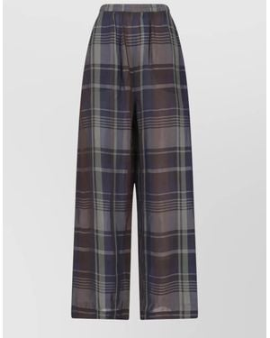 Frankie Shop Straight Leg Pants Plaid Pattern Style - Gray