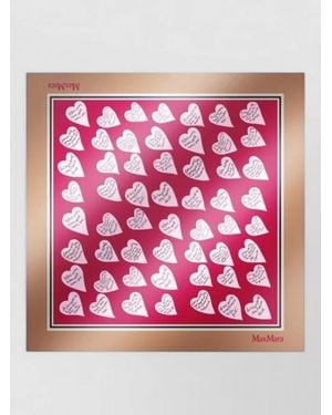 Max Mara Heart Pattern Square Hair Scarf Foulard - Pink