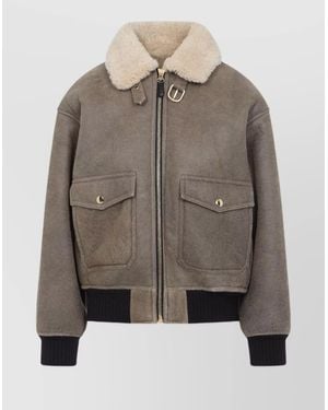 Celine Aviator Jacket With Shearling Lining - Grey