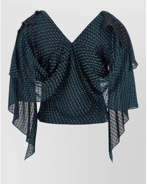 Kiko Kostadinov Plexus Blouse Draped Sleeves Patterned Design - Blue