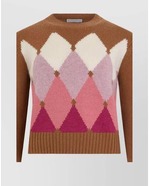 Ballantyne Argyle Pattern Knitwear Long Sleeve Sweater - Pink