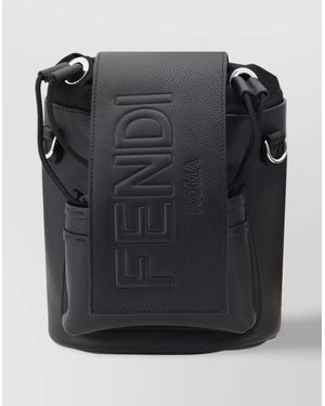 Fendi Leather Strap Backpack Top Handle - Black