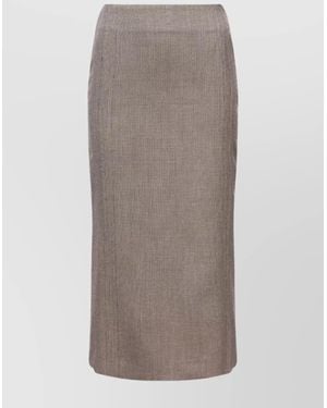 MM6 by Maison Margiela Wool Patterned Midi Pencil Skirt - Brown