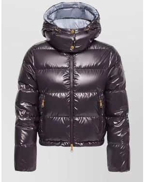 Moncler Niveole Short Down Jacket Hood Drawstring - Gray