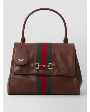 Gucci Paparazzo Shoulder Bag Medium Web Detail - Brown