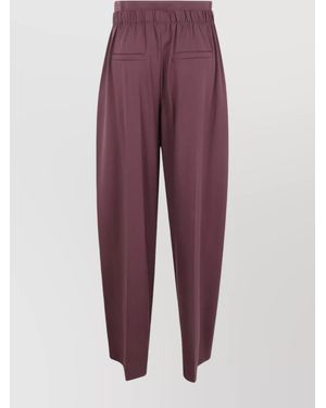 Sportmax Virgin Wool Wide-Leg Trousers - Purple