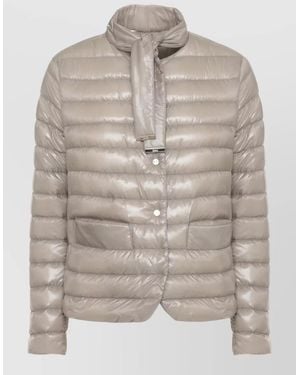 Herno Short Quilted Puffer Jacket Long Sleeves - Gray
